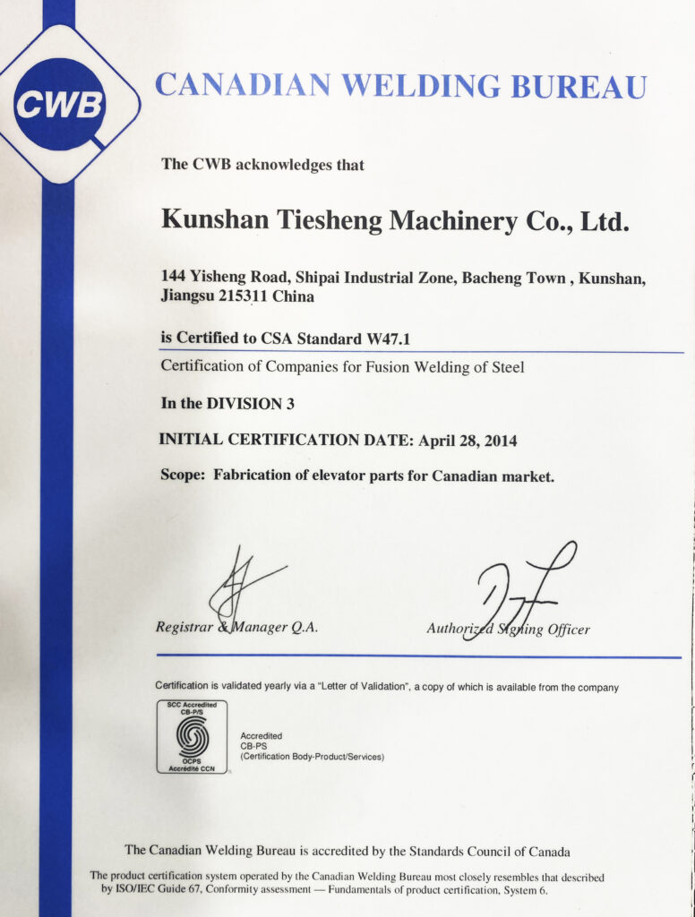 Tiesheng company certificate picture 1
